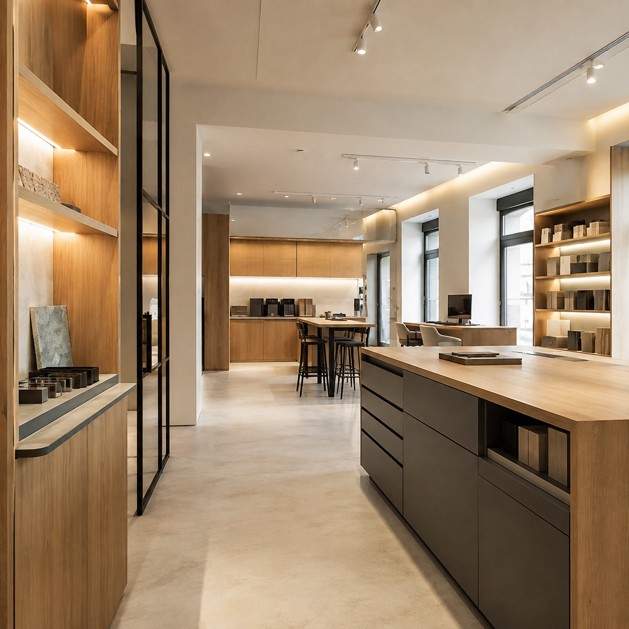 Hochwertig ausgebauter Büro- und Showroom-Bereich